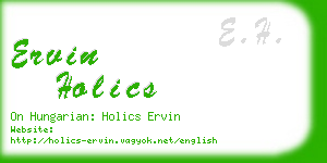 ervin holics business card